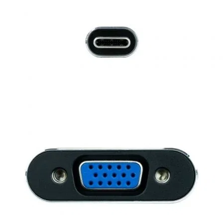 Nanocable Conversor USB-C a VGA, Aluminio, Gris, 10 cm